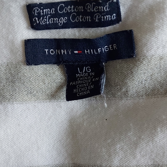 Tommy Hilfiger Womens Size L Pima Cotton Blend Jumper Orange Grey White - Picture 4 of 7